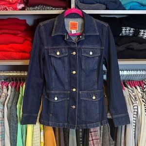 Isaac Mizrahi dark blue 4 pocket jean jacket size S NWOT